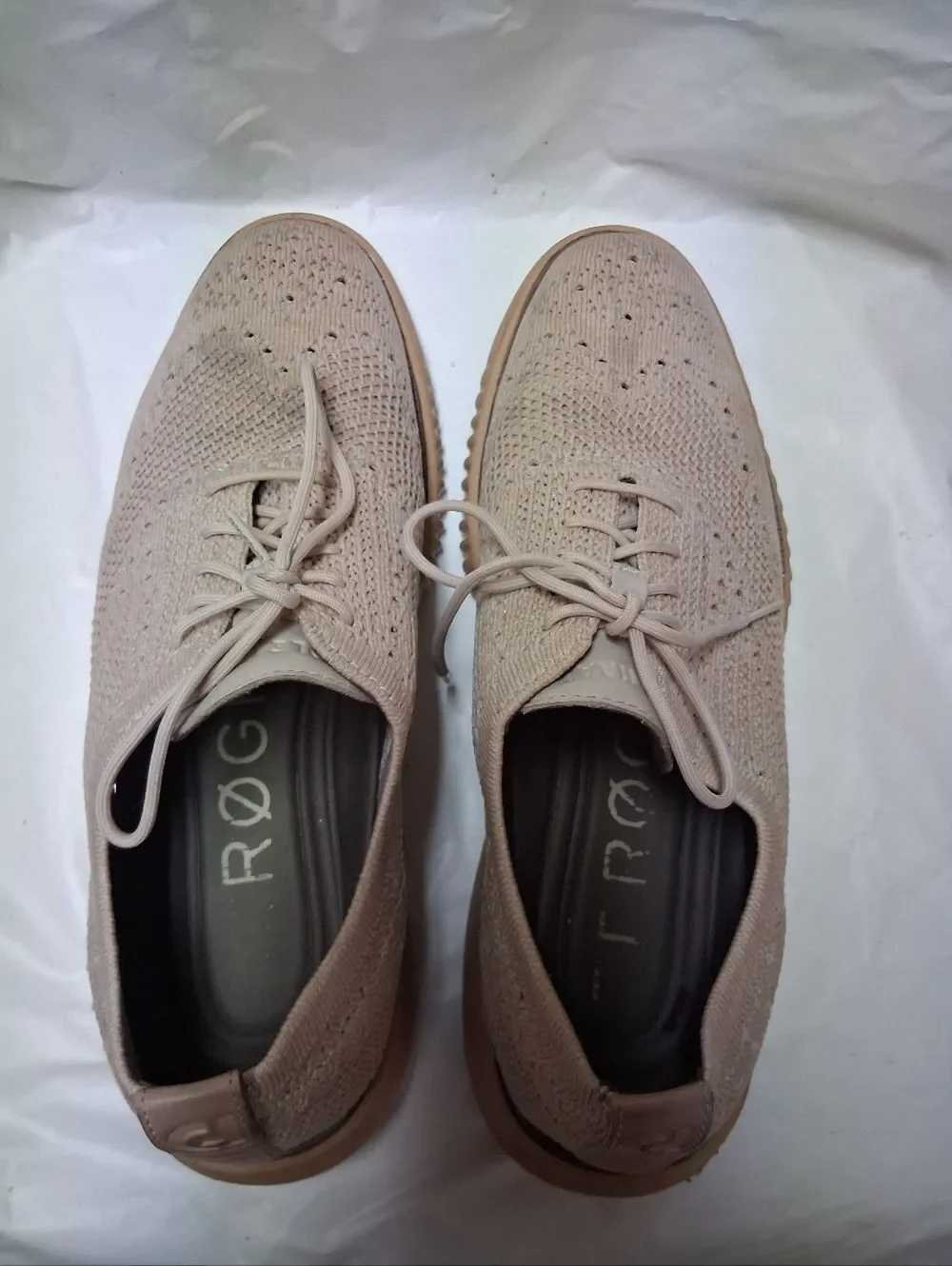 Cole Haan Men's Knit Lace-Up Casual Shoes - Beige Sz 9M Preowned